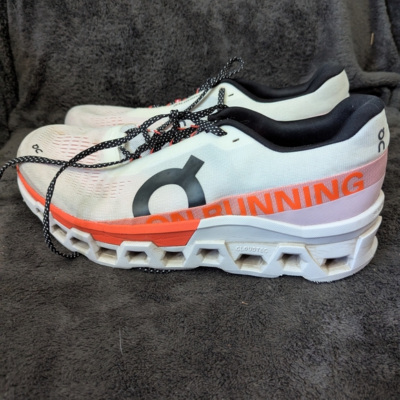 On Running White and Coral Sneakers - Picture 1 of 11